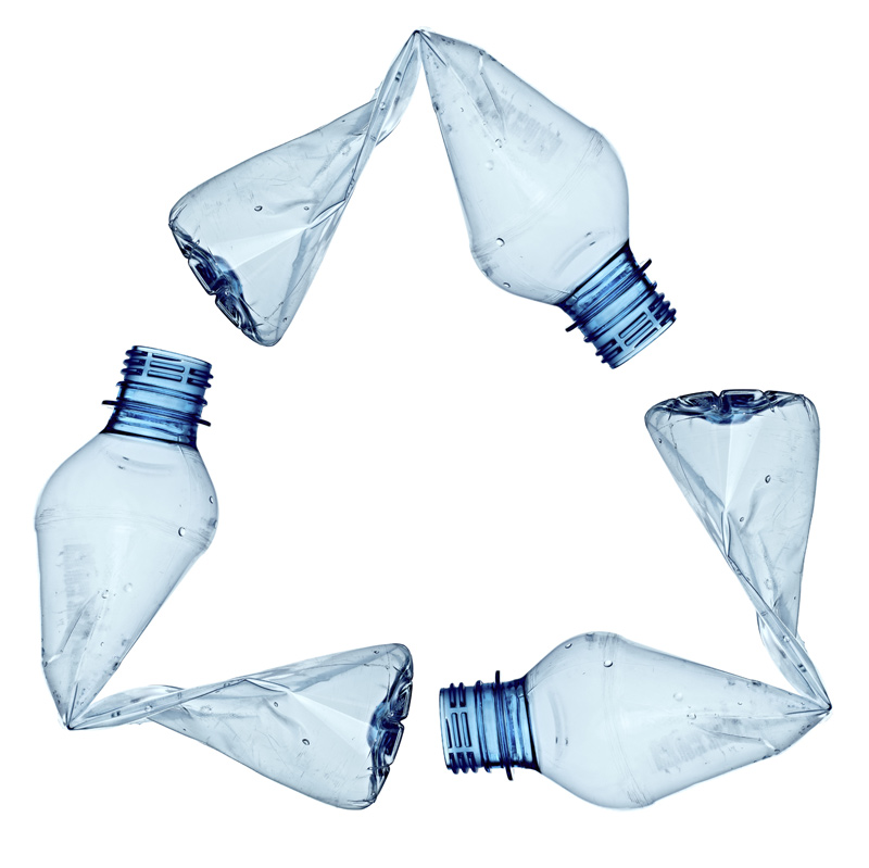 Recycling symbol from plastic bottles
